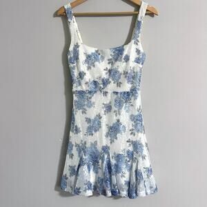 Windsor Leia Floral Sequin A Line Mini Dress Womens M White Blue Soft Girl